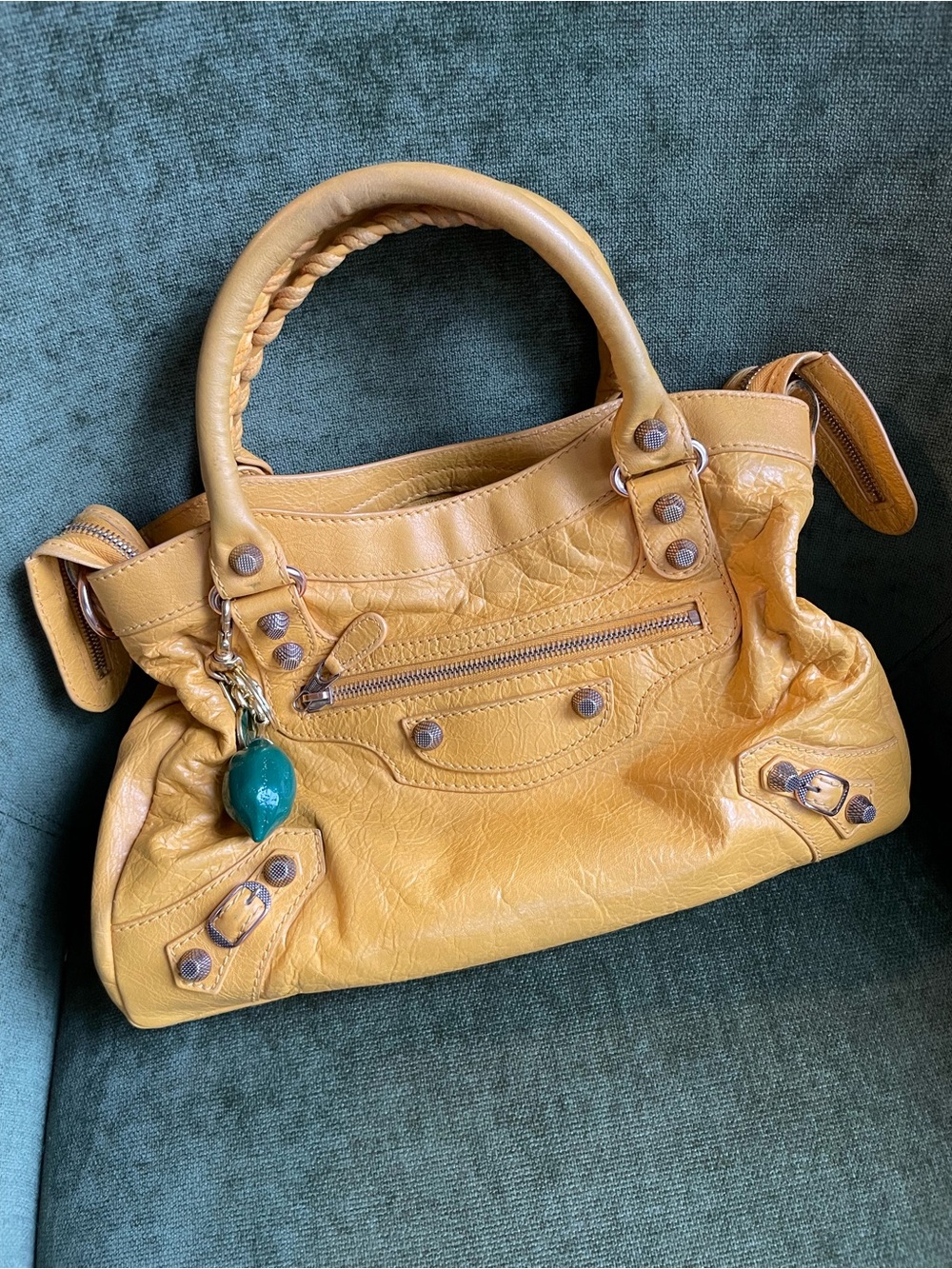 Balenciaga Mustard Yellow Leather Satchel